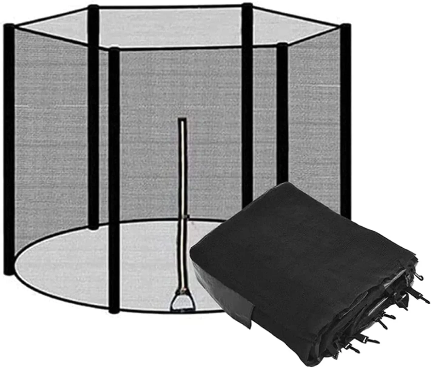 توری محافظ ترامپولین جایگزین برای ترامپولین های گرد با فریم 5 تا 16 فوت با استفاده از 6/8/12 میله مستقیم، مقاوم در برابر اشعه ماوراء بنفش، روکش ایمنی PVC