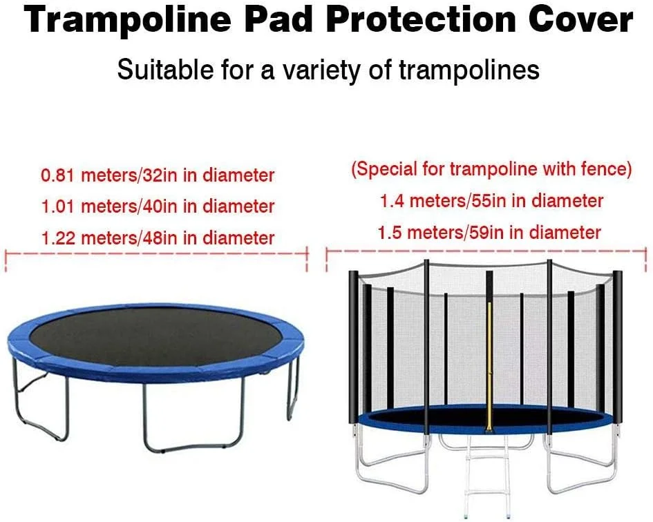 پد محافظ دور ترامپولین جایگزین در اندازه های 90، 120 و 150 سانتی متری | ترامپولین کودکان مناسب فضای باز | پوشش فنری محافظ ایمنی فوم | آبی