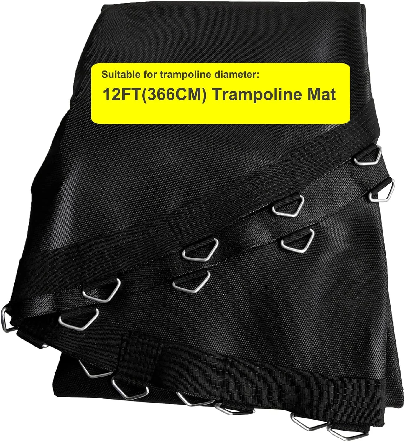 تشک جایگزین ترامپولین برای ترامپولین 12 فوتی، تشک پرش با 72/80 حلقه V، تشک پرش گرد مقاوم در برابر اشعه ماوراء بنفش برای فضای داخلی و خارجی، مشکی، 72 حلقه V