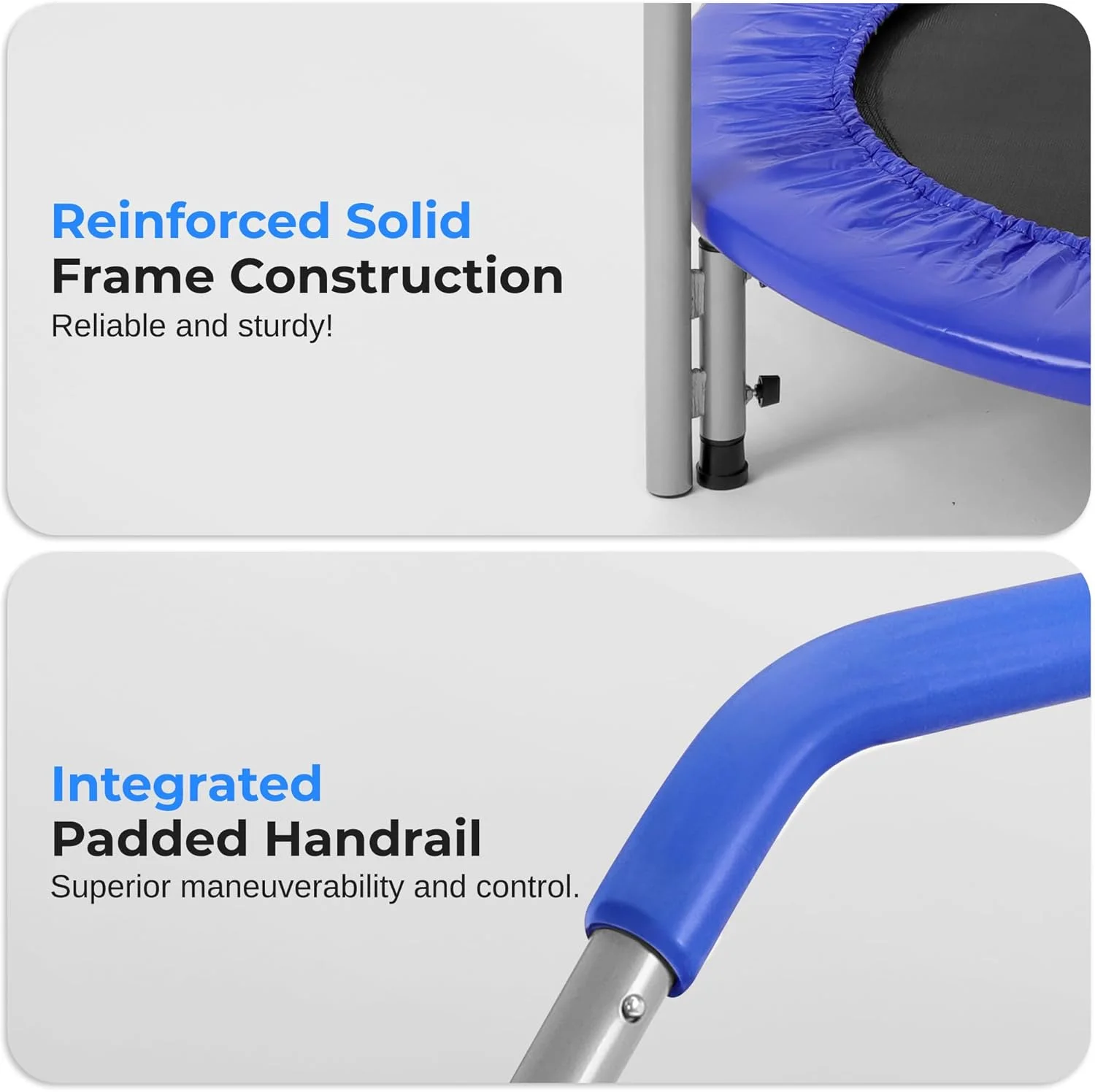 ترامپولین تاشو و قابل حمل SereneLife - مینی ترامپولین 40 اینچی خانگی با نرده قابل تنظیم، مناسب برای تمرینات بدنی و تناسب اندام