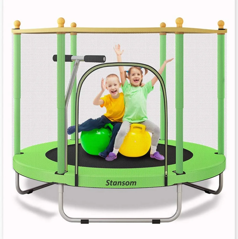 ترامپولین 150 سانتی متری کودک با نرده محافظ ایمنی، ترامپولین های کوچک تفریحی با توری محافظ شفاف، پایه U شکل پایدار، ظرفیت 200 کیلوگرم، بهترین انتخاب برای نوزادان و کودکان ترامپولین 150 سانتی متری کودک با نرده محافظ ایمنی، ترامپولین های کوچک تفریحی با توری محافظ شفاف، پایه U شکل پایدار، ظرفیت 200 کیلوگرم، بهترین انتخاب برای نوزادان و کودکان