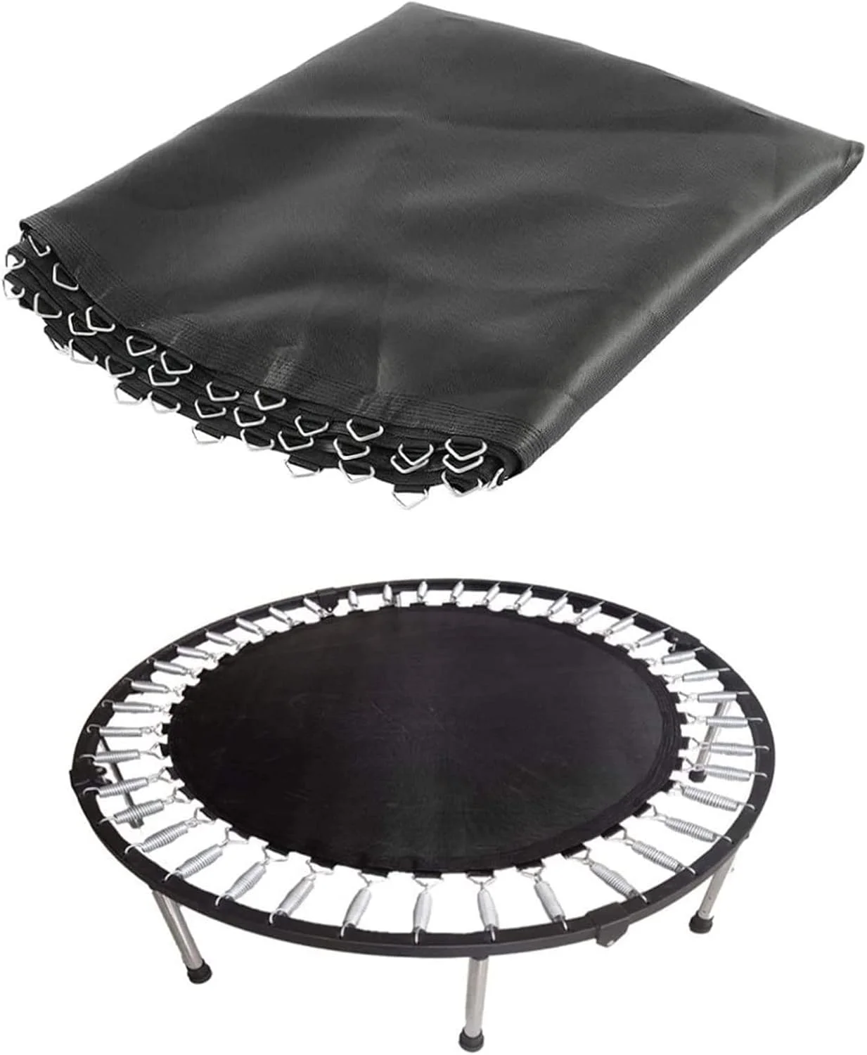 تشک ترامپولین، گرد مشکی 6 فوت، حلقه های V-شکل 36/42، تشک پرش جایگزین مقاوم در برابر اشعه ماوراء بنفش برای داخل و خارج از منزل، خانواده های دارای کودک