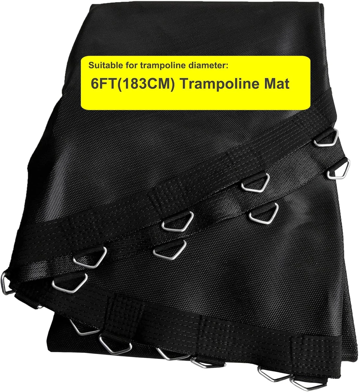 تشک ترامپولین، گرد مشکی 6 فوت، حلقه های V-شکل 36/42، تشک پرش جایگزین مقاوم در برابر اشعه ماوراء بنفش برای داخل و خارج از منزل، خانواده های دارای کودک