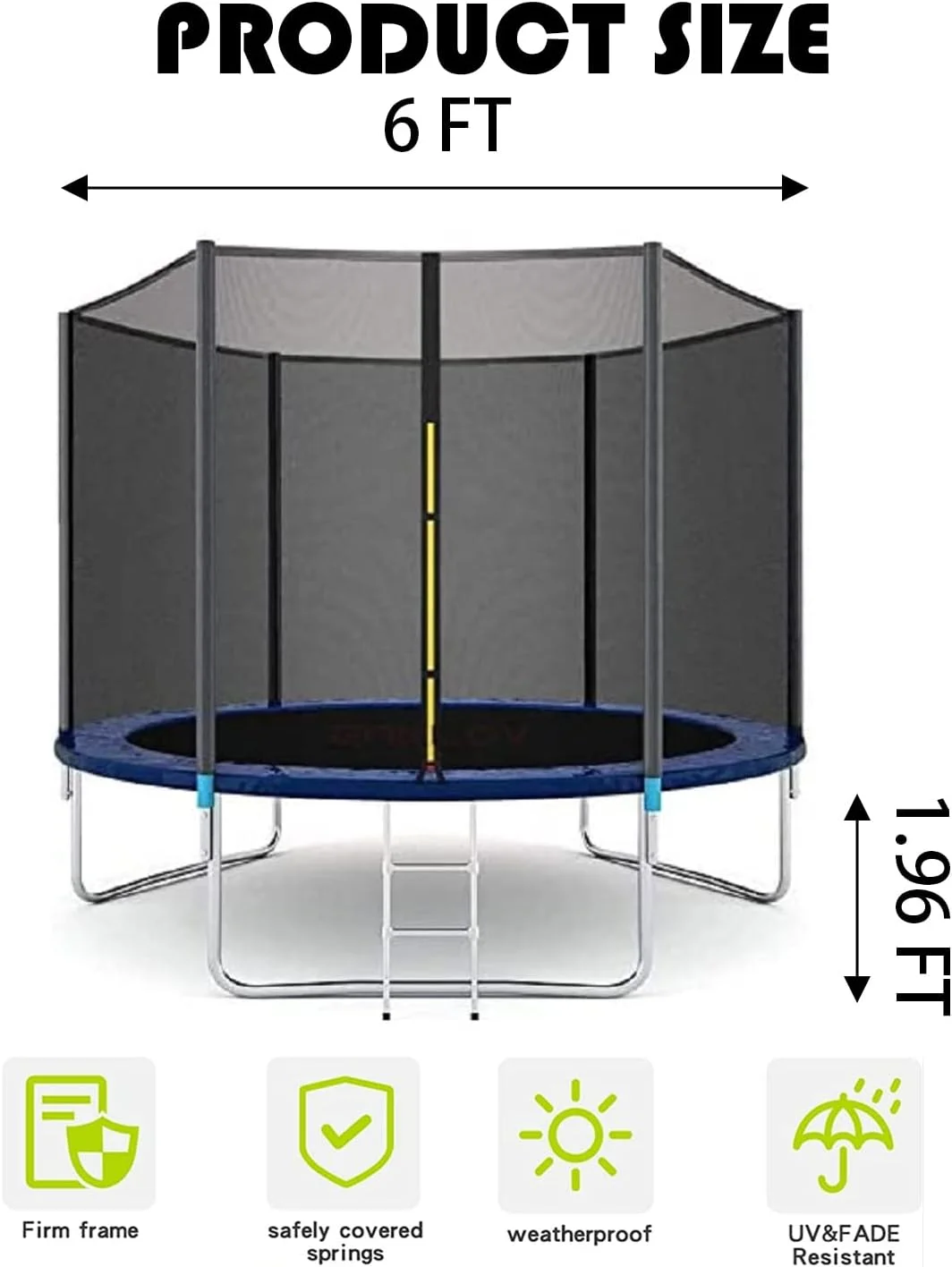 ترامپولین ۶ فوت با تور محافظ (آبی)