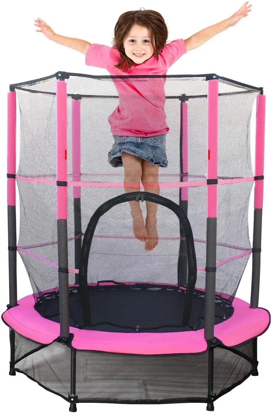 ترامپولین کودکان ۵۵ اینچی، ترامپولین بزرگ تاشو مناسب کودکان، جامپر ورزشی با توری محافظ و پد، دارای زیپ و روکش بدنه، فولاد سنگین، مناسب تمرین پرش، فعالیت های داخل و خارج از خانه (صورتی) ترامپولین کودکان ۵۵ اینچی، ترامپولین بزرگ تاشو مناسب کودکان، جامپر ورزشی با توری محافظ و پد، دارای زیپ و روکش بدنه، فولاد سنگین، مناسب تمرین پرش، فعالیت های داخل و خارج از خانه (صورتی)