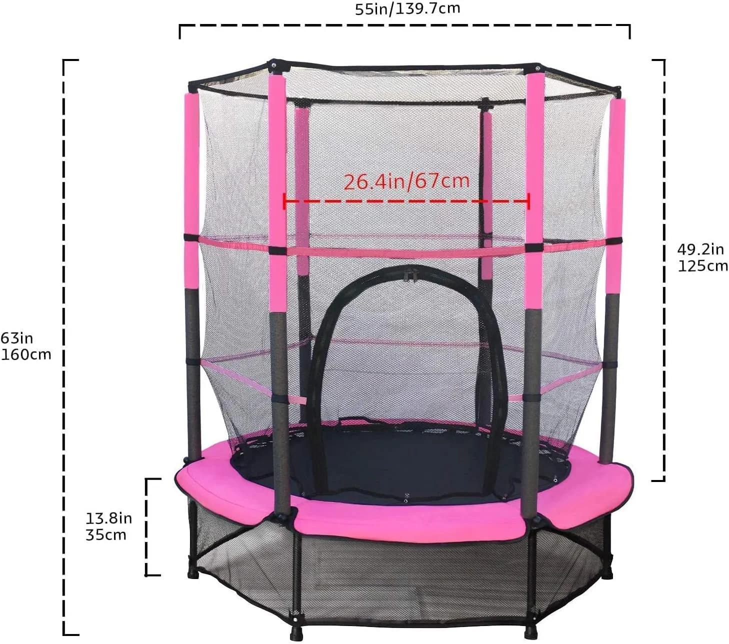 ترامپولین کودکان ۵۵ اینچی، ترامپولین بزرگ تاشو مناسب کودکان، جامپر ورزشی با توری محافظ و پد، دارای زیپ و روکش بدنه، فولاد سنگین، مناسب تمرین پرش، فعالیت های داخل و خارج از خانه (صورتی) ترامپولین کودکان ۵۵ اینچی، ترامپولین بزرگ تاشو مناسب کودکان، جامپر ورزشی با توری محافظ و پد، دارای زیپ و روکش بدنه، فولاد سنگین، مناسب تمرین پرش، فعالیت های داخل و خارج از خانه (صورتی)