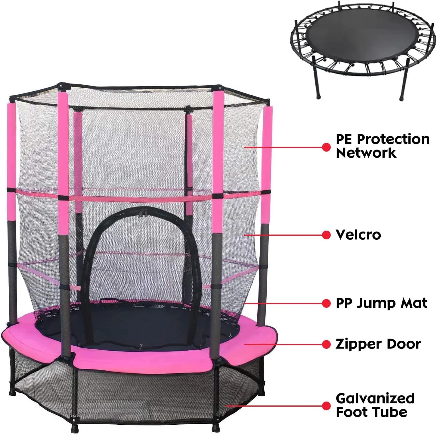 ترامپولین کودکان ۵۵ اینچی، ترامپولین بزرگ تاشو مناسب کودکان، جامپر ورزشی با توری محافظ و پد، دارای زیپ و روکش بدنه، فولاد سنگین، مناسب تمرین پرش، فعالیت های داخل و خارج از خانه (صورتی) ترامپولین کودکان ۵۵ اینچی، ترامپولین بزرگ تاشو مناسب کودکان، جامپر ورزشی با توری محافظ و پد، دارای زیپ و روکش بدنه، فولاد سنگین، مناسب تمرین پرش، فعالیت های داخل و خارج از خانه (صورتی)