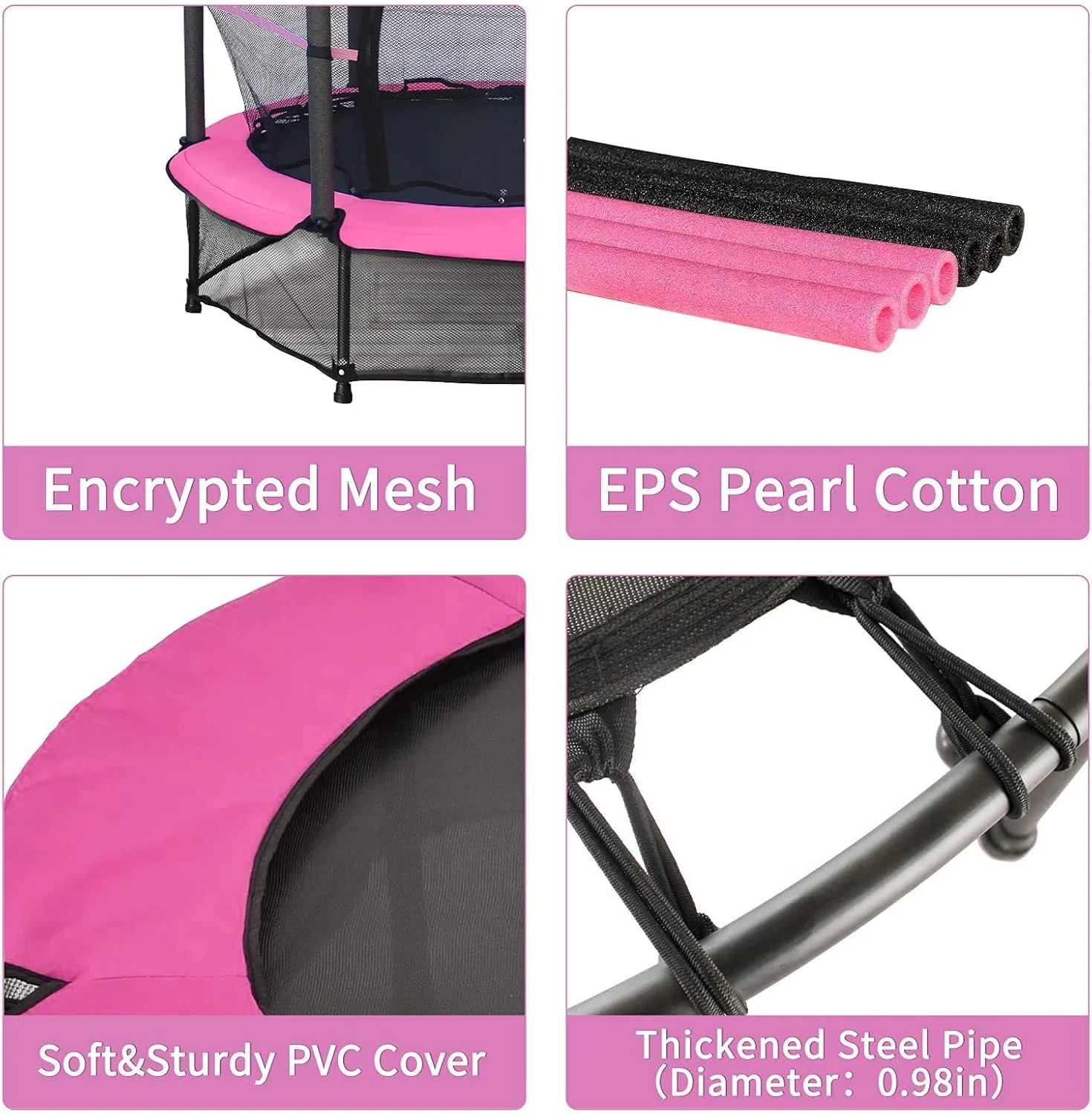 ترامپولین کودکان ۵۵ اینچی، ترامپولین بزرگ تاشو مناسب کودکان، جامپر ورزشی با توری محافظ و پد، دارای زیپ و روکش بدنه، فولاد سنگین، مناسب تمرین پرش، فعالیت های داخل و خارج از خانه (صورتی) ترامپولین کودکان ۵۵ اینچی، ترامپولین بزرگ تاشو مناسب کودکان، جامپر ورزشی با توری محافظ و پد، دارای زیپ و روکش بدنه، فولاد سنگین، مناسب تمرین پرش، فعالیت های داخل و خارج از خانه (صورتی)