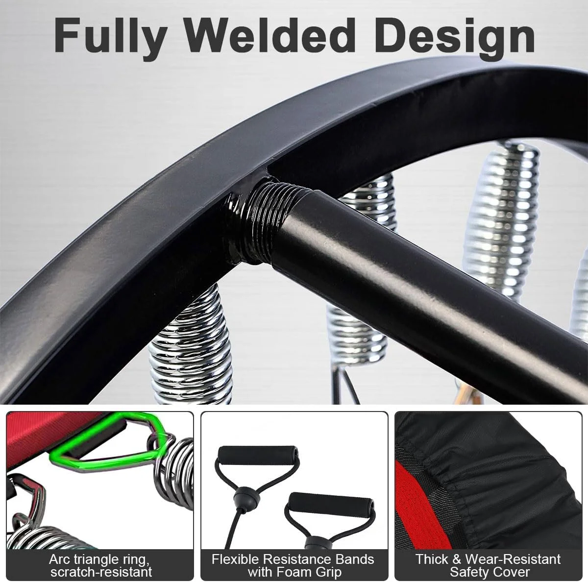 ترامپولین ورزشی تاشو با دسته فومی با ارتفاع قابل تنظیم 5 حالته، ترامپولین بی صدا برای تناسب اندام، ترامپولین کوچک با توری ایمنی برای تمرینات ورزشی داخل و خارج از خانه کودکان و بزرگسالان، تحمل وزن 180 کیلوگرم ترامپولین ورزشی تاشو با دسته فومی با ارتفاع قابل تنظیم 5 حالته، ترامپولین بی صدا برای تناسب اندام، ترامپولین کوچک با توری ایمنی برای تمرینات ورزشی داخل و خارج از خانه کودکان و بزرگسالان، تحمل وزن 180 کیلوگرم