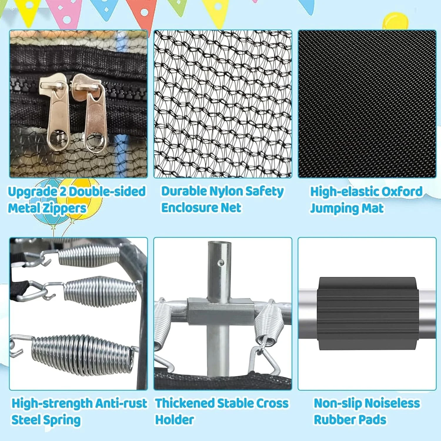 ترامپولین سرپوشیده و روباز برای کودکان، ترامپولین کودک نوپا با تور محافظ ایمنی، ترامپولین کوچک کودک با حلقه بسکتبال/تاب/کیسه شن، ترامپولین بانجی جامپینگ کودکان