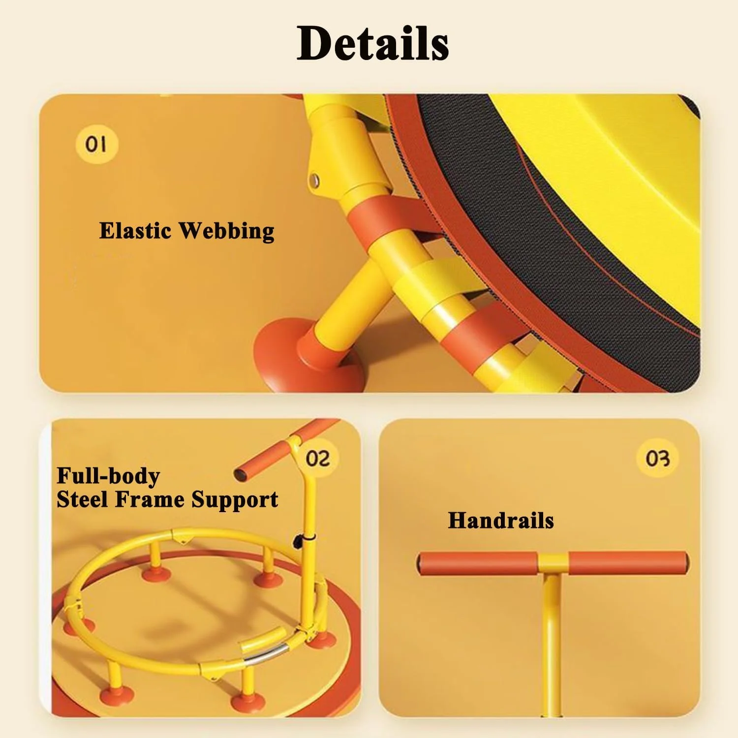 ترامپولین 100 سانتی متری کودکان با دسته قابل تنظیم، جامپر تاشو داخلی/خارجی برای کودکان نوپا، قاب فولادی سنگین و تشک پرش بی صدا، هدیه تولد ایمن برای کودکان 3-8 سال ترامپولین 100 سانتی متری کودکان با دسته قابل تنظیم، جامپر تاشو داخلی/خارجی برای کودکان نوپا، قاب فولادی سنگین و تشک پرش بی صدا، هدیه تولد ایمن برای کودکان 3-8 سال