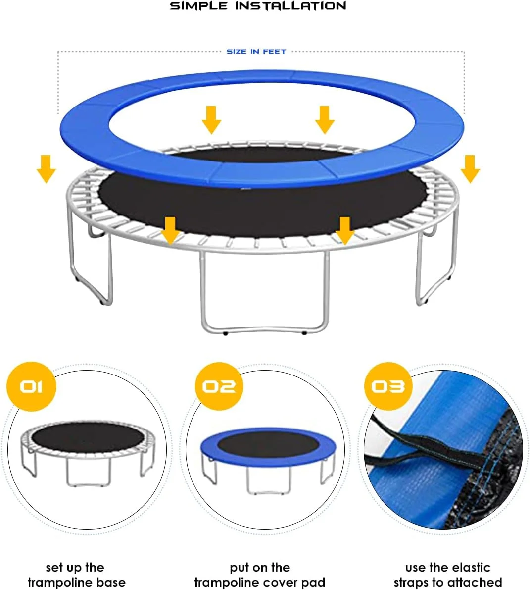 تشک محافظ ترامپولین، پد ایمنی جایگزین، روکش محافظ فنر گرد، لوازم جانبی ترامپولین (3.6 متر) تشک محافظ ترامپولین، پد ایمنی جایگزین، روکش محافظ فنر گرد، لوازم جانبی ترامپولین (3.6 متر)