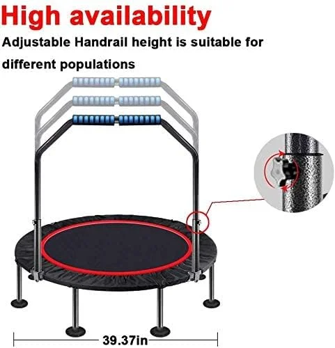ترامپولین کوچک تاشو قابل حمل خانگی مناسب بزرگسالان، ترامپولین ورزشی عالی برای کودکان و خانواده، مناسب ورزش در داخل خانه/باغ با نرده قابل تنظیم، مناسب باشگاه خانگی ترامپولین کوچک تاشو قابل حمل خانگی مناسب بزرگسالان، ترامپولین ورزشی عالی برای کودکان و خانواده، مناسب ورزش در داخل خانه/باغ با نرده قابل تنظیم، مناسب باشگاه خانگی