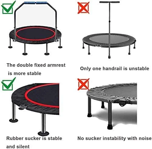 ترامپولین کوچک تاشو قابل حمل خانگی مناسب بزرگسالان، ترامپولین ورزشی عالی برای کودکان و خانواده، مناسب ورزش در داخل خانه/باغ با نرده قابل تنظیم، مناسب باشگاه خانگی ترامپولین کوچک تاشو قابل حمل خانگی مناسب بزرگسالان، ترامپولین ورزشی عالی برای کودکان و خانواده، مناسب ورزش در داخل خانه/باغ با نرده قابل تنظیم، مناسب باشگاه خانگی