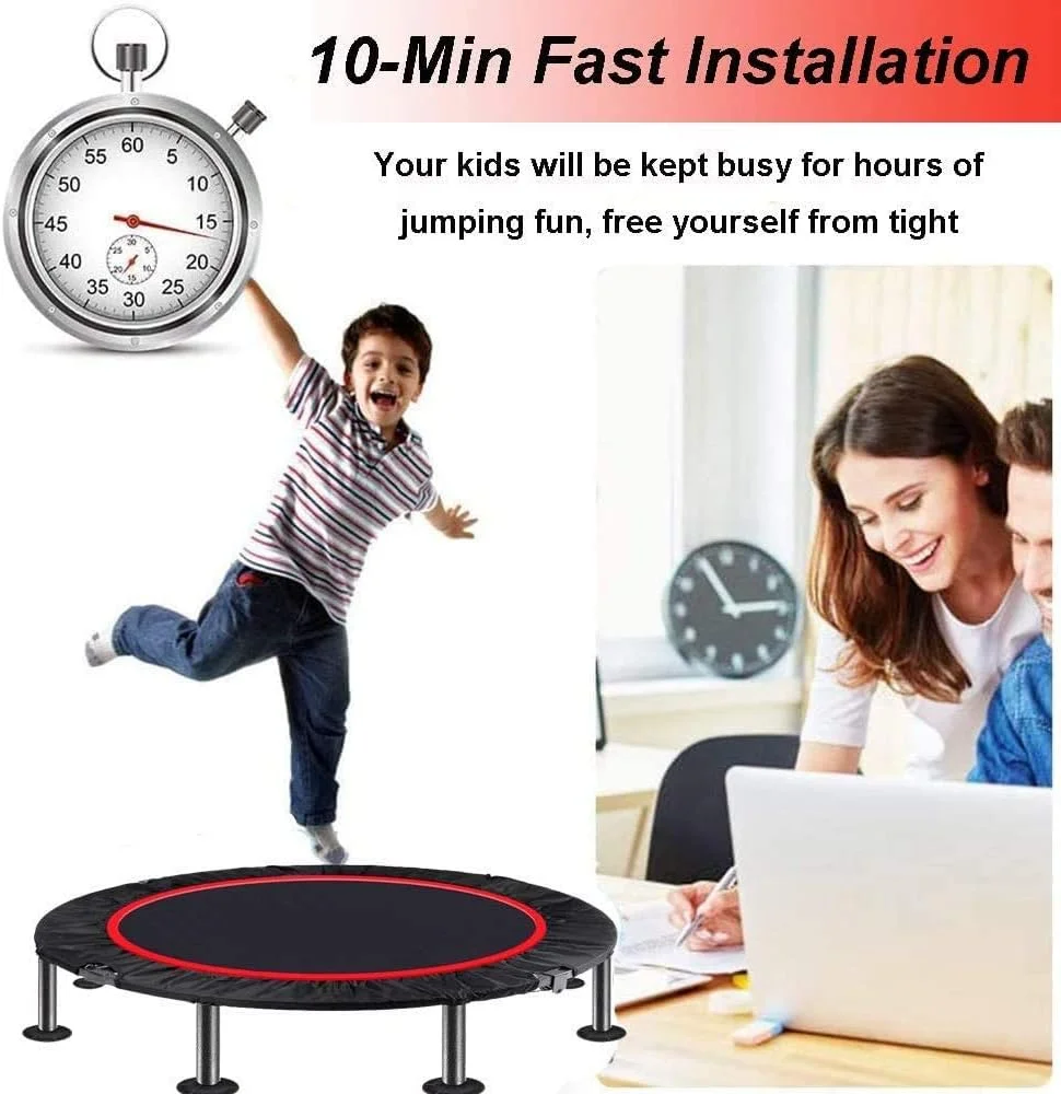 ترامپولین کوچک تاشو قابل حمل خانگی مناسب بزرگسالان، ترامپولین ورزشی عالی برای کودکان و خانواده، مناسب ورزش در داخل خانه/باغ با نرده قابل تنظیم، مناسب باشگاه خانگی ترامپولین کوچک تاشو قابل حمل خانگی مناسب بزرگسالان، ترامپولین ورزشی عالی برای کودکان و خانواده، مناسب ورزش در داخل خانه/باغ با نرده قابل تنظیم، مناسب باشگاه خانگی