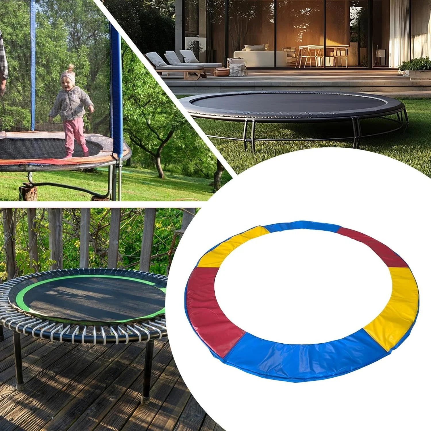 محافظ لبه ترامپولین گرد - ضد آب و ضد گرد و غبار، محافظ لبه برای محافظت از آسیب های آب و هوایی در فضای باز، افزایش طول عمر، مناسب برای حیاط خلوت، باشگاه و زمین بازی