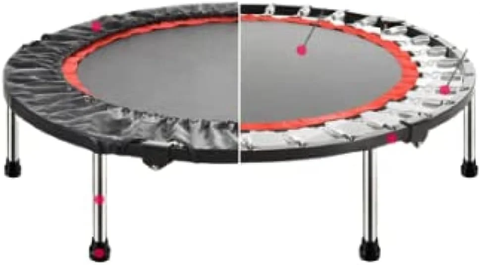 تخت پرش ترامپولین تاشو، جامپینگ بی صدا و ایمن، طراحی تاشو و کم جا، قطر 100 سانتی متر، مناسب بزرگسالان و کودکان، قابل استفاده در داخل و خارج از منزل، مناسب تمرین و ورزش