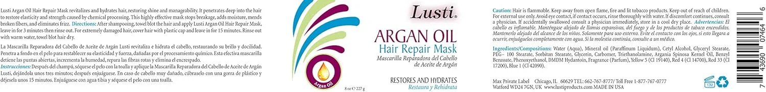 ماسک ترمیم کننده مو روغن آرگان Lusti، ۲۵۰ میلی لیتر (بسته ۳ عددی) - آبرسانی و احیا