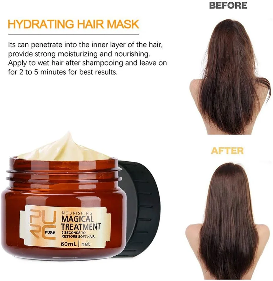 ماسک موی جادویی 60 میلی لیتری، درمان مغذی، نرم کننده و ترمیم کننده موهای آسیب دیده