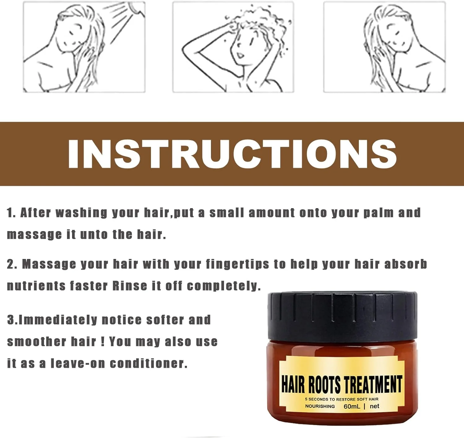 ماسک موی درمان جادویی، ماسک کراتین برای مو، ماسک مرطوب کننده مو، ماسک موی آرگان، ماسک کراتین برای مو، نرم کننده عمیق برای موهای خشک و آسیب دیده (60 میلی لیتر)