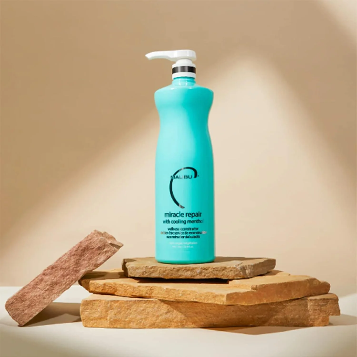 ترمیم کننده موی معجزه آسای Malibu C با منتول خنک کننده - درمان مغذی ترمیم مو برای موهای ضعیف و آسیب دیده - مراقبت از موی احیا کننده پوست سر، 1 لیتر