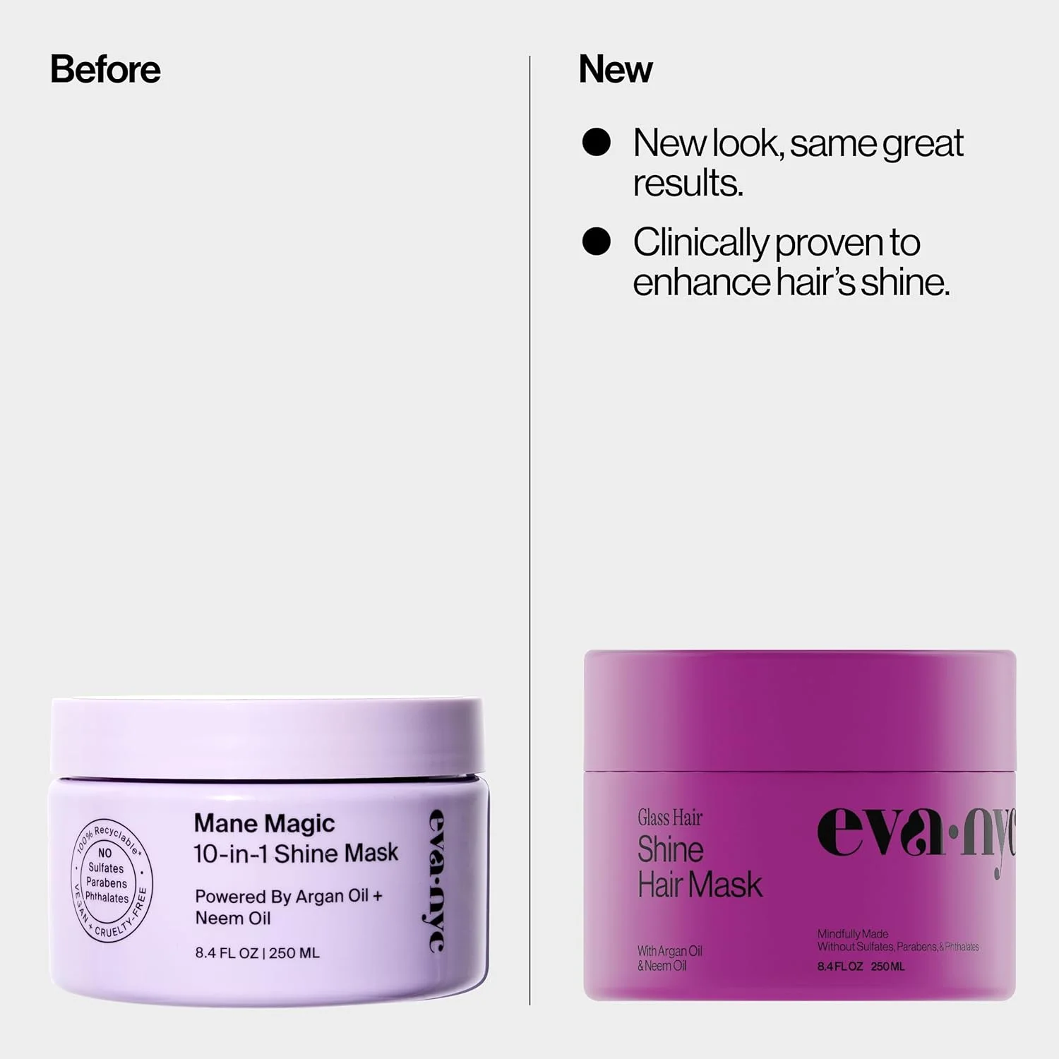 ماسک مو اوا NYC Mane Magic 10-in-1 Shine، ماسک مو غنی شده با روغن آرگان و روغن چریش، 250 میلی لیتر