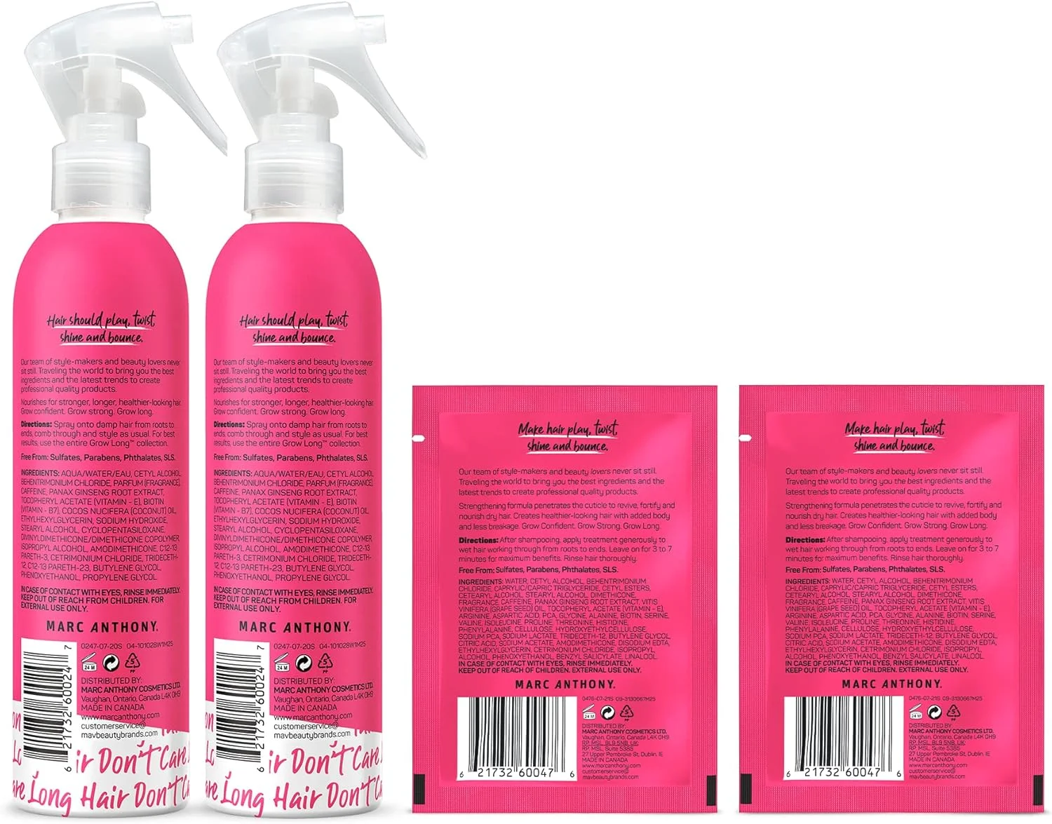 مجموعه مراقبت مو مارک آنتونی برای رشد مو - 2 اسپری نرم کننده مو و 2 ماسک مو مسافرتی - فرمول ضد وز، ضد شکستگی و مغذی برای موخوره و رشد مو برای موهای خشک و آسیب دیده