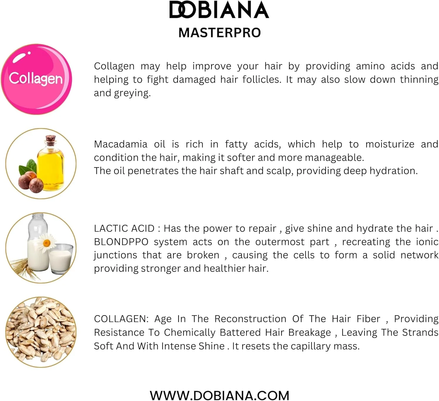 ماسک موی پروتئینه حرفه ای Masterpro - نرم کننده عمیق - حاوی کلاژن، روغن ماکادمیا و اسید لاکتیک - ترمیم کننده انواع مو - بدون سولفات - 500 گرم ماسک موی پروتئینه حرفه ای Masterpro - نرم کننده عمیق - حاوی کلاژن، روغن ماکادمیا و اسید لاکتیک - ترمیم کننده انواع مو - بدون سولفات - 500 گرم