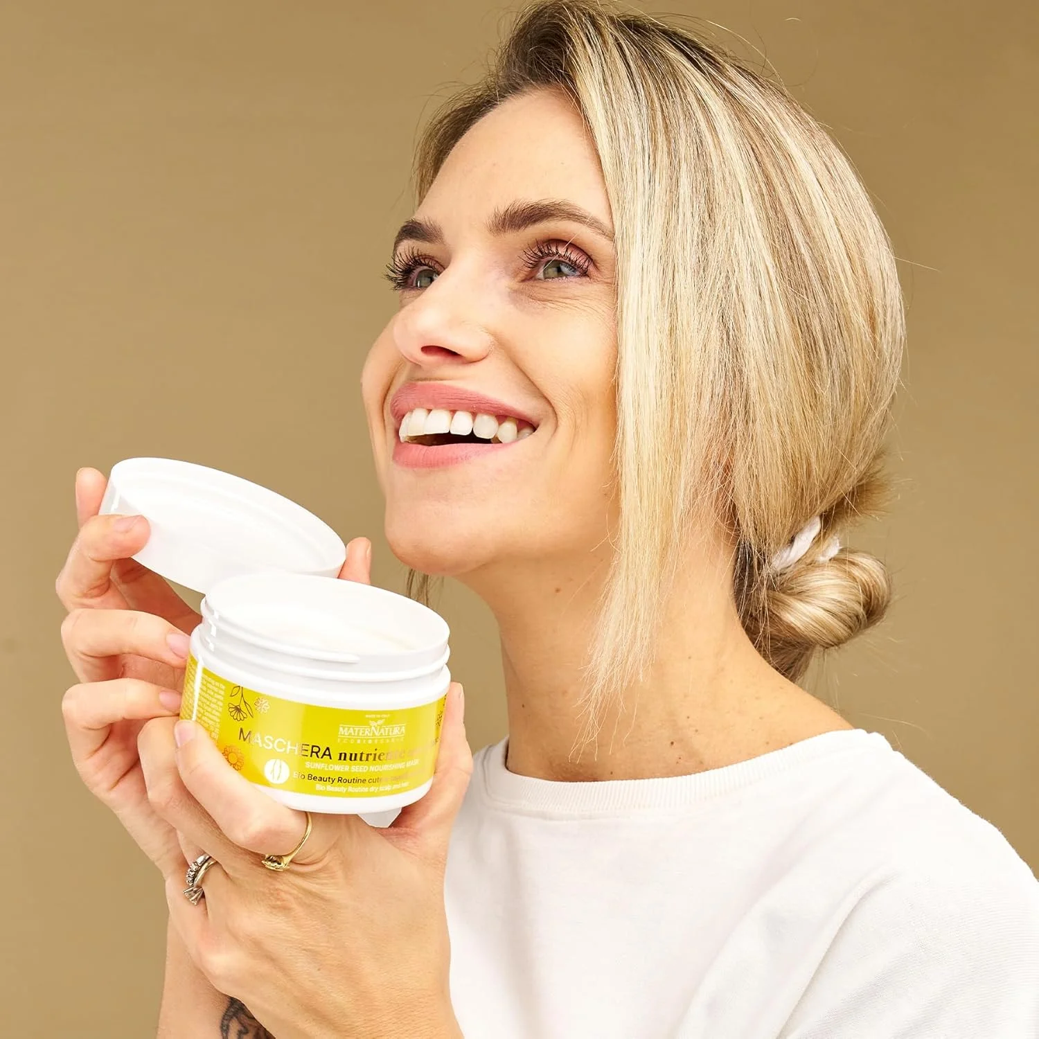 ماسک موی مغذی موهای خشک Maternatura با دانه های آفتابگردان، درمان رطوبتی، روتین زیبایی ارگانیک برای پوست و موی خشک، ساخت ایتالیا - 200 میلی لیتر