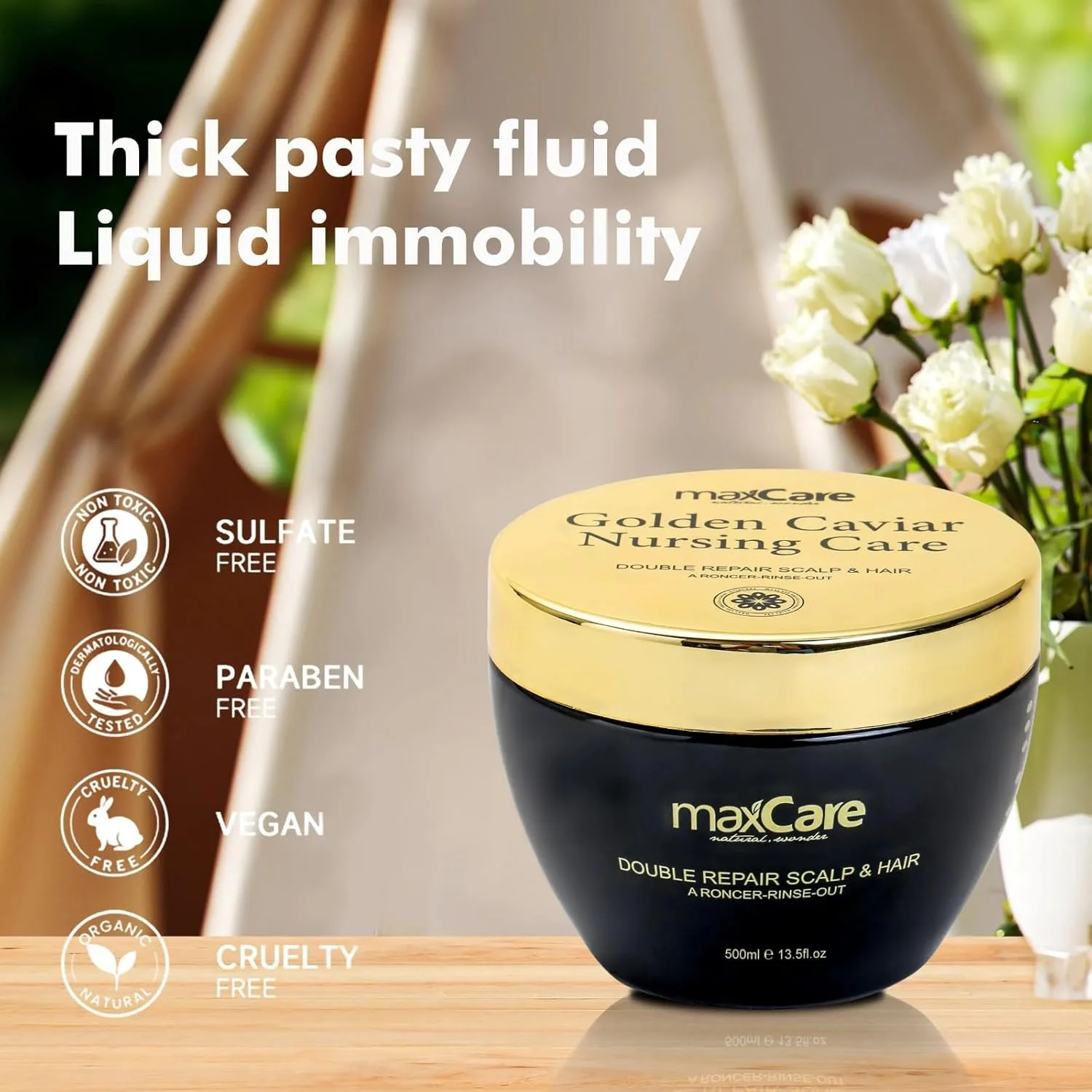 ماسک ترمیم کننده مو مکس کر کلاژن کراتین خاویار – 500 میلی لیتر | درمان عمیق ترمیم و درخشش برای موهای آسیب دیده