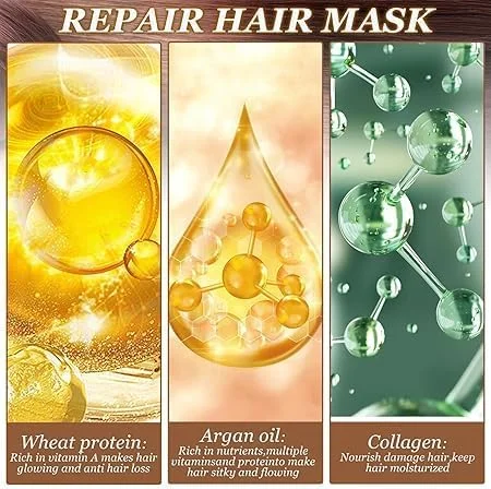 مجموعه 3 عددی ماسک موی مغذی و جادویی Meanju، ماسک مو برای موهای آسیب دیده، کرم ترمیم کننده مو، بهبود کیفیت مو و نرم و درخشان کردن مو