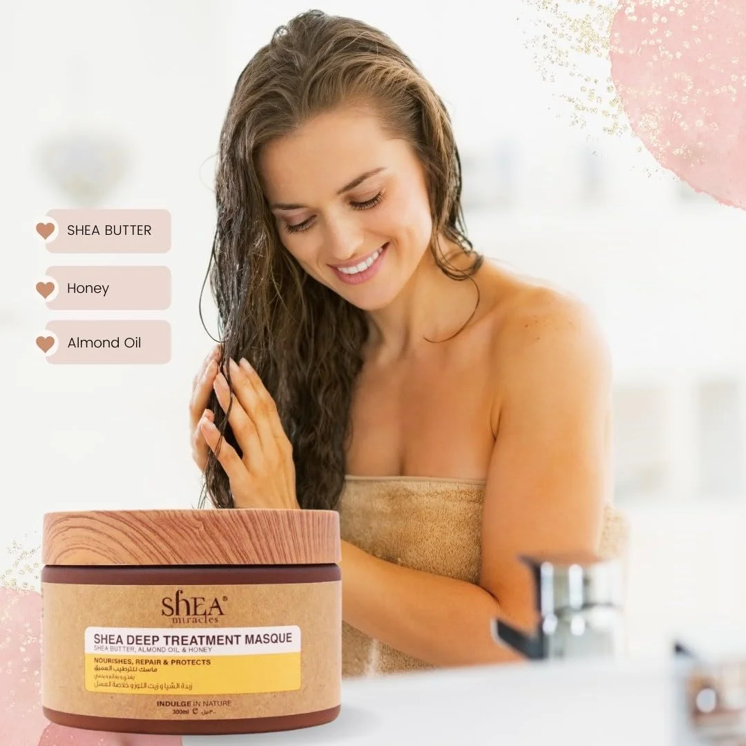 ماسک موی شی Miracles، درمان عمقی مو با روغن بادام و عسل غنی شده، ایده آل برای موهای آسیب دیده و خشک، ماسک موی روزانه، 500 میلی لیتر