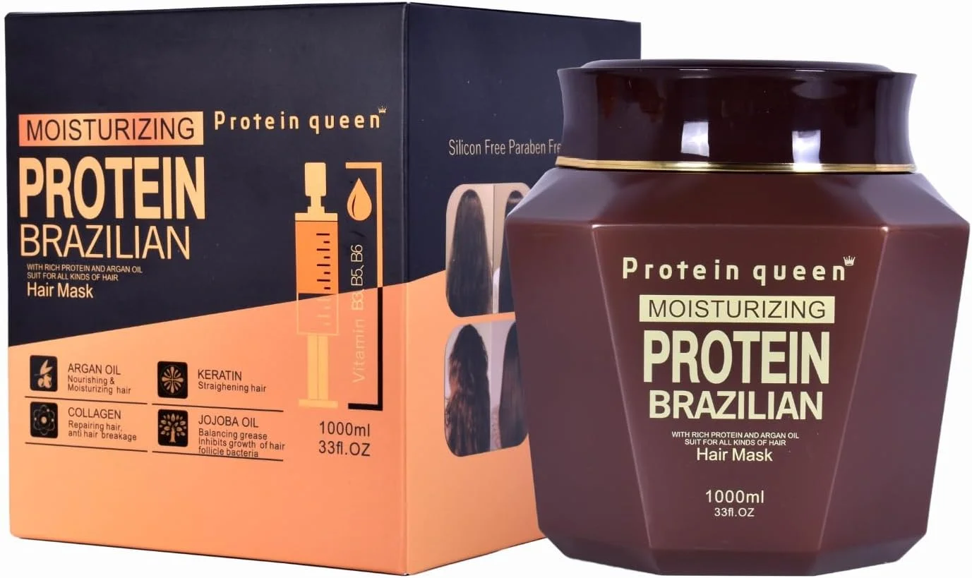 درمان حرفه ای پروتئینه و مرطوب کننده برزیلی برای ترمیم، تغذیه و زیبایی مو شامل شامپو، نرم کننده، ماسک مو و روغن مو. (ماسک)