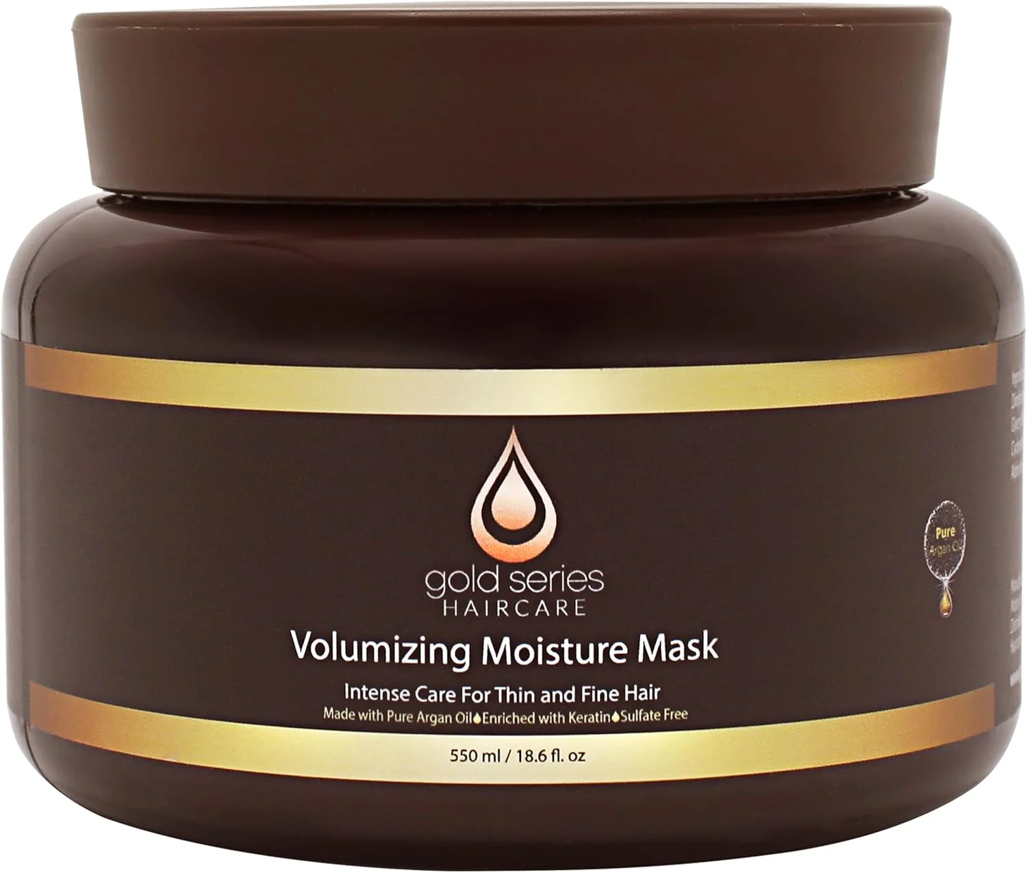 ماسک موی آبرسان عمیق سری طلای مراکشی - درمان مرطوب کننده با روغن آرگان برای موهای خشک و آسیب دیده، نرم کننده حجم دهنده برای پری طبیعی (550 میلی لیتر)