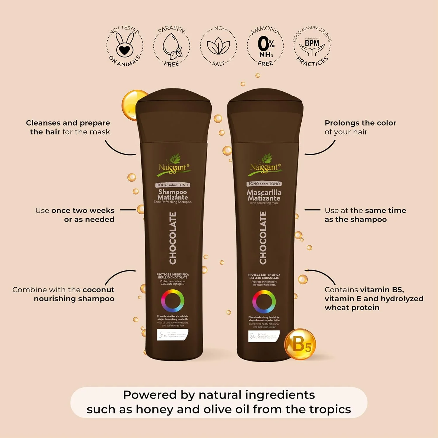 ماسک درمان حرفه ای مو Naissant. تثبیت کننده رنگ، تقویت کننده رنگ و اصلاح کننده هایلایت. بدون نمک، پارابن و آمونیاک. (شکلاتی، قهوه ای) ماسک درمان حرفه ای مو Naissant. تثبیت کننده رنگ، تقویت کننده رنگ و اصلاح کننده هایلایت. بدون نمک، پارابن و آمونیاک. (شکلاتی، قهوه ای)