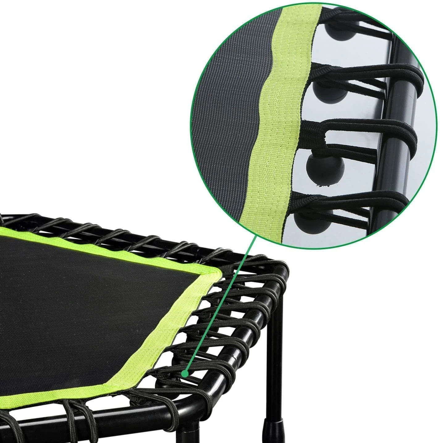 ترامپولین ورزشی خانگی یالا با میله هندریل قابل تنظیم، مناسب برای داخل و خارج خانه برای بزرگسالان و کودکان، جامپر ورزشی، تمرینات کاردیو، ترامپولین شش ضلعی برای تمرینات ورزشی در خانه