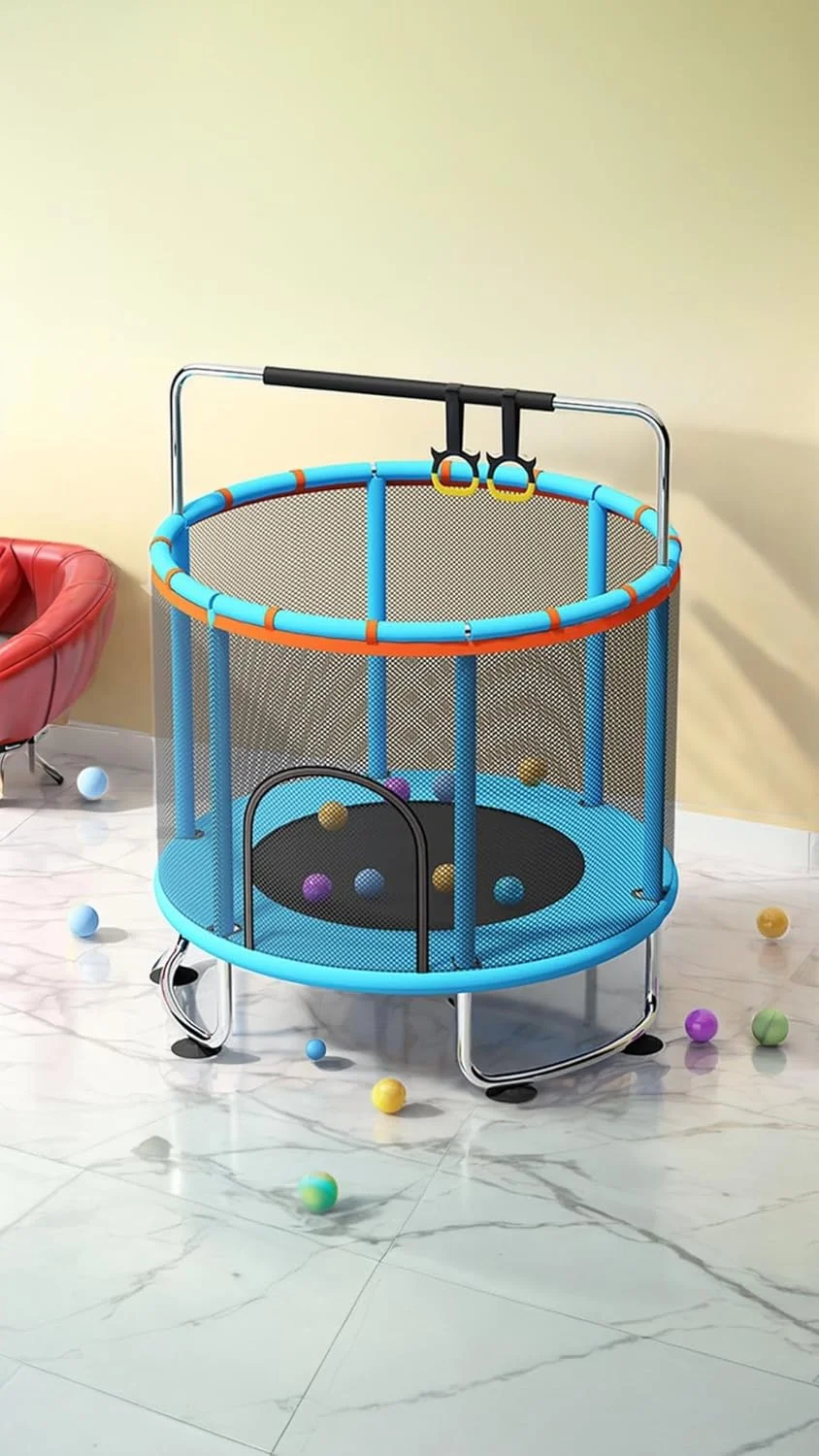 ترامپولین کودکانه 1.5 متری Sweet Seven - سرگرمی داخل/خارج از خانه با محفظه ایمنی، میله افقی تقویت شده - بازی تولد! میله افقی دایره ای آبی ترامپولین کودکانه 1.5 متری Sweet Seven - سرگرمی داخل/خارج از خانه با محفظه ایمنی، میله افقی تقویت شده - بازی تولد! میله افقی دایره ای آبی