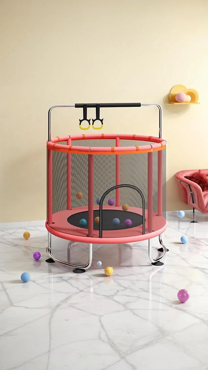 ترامپولین کودکانه 1.4 متری - تفریح سرگرم کننده کودکان در فضای داخلی/خارجی با محفظه ایمنی، حلقه بالایی تقویت شده - بازی تولد! میله افقی دایره ای قرمز ترامپولین کودکانه 1.4 متری - تفریح سرگرم کننده کودکان در فضای داخلی/خارجی با محفظه ایمنی، حلقه بالایی تقویت شده - بازی تولد! میله افقی دایره ای قرمز