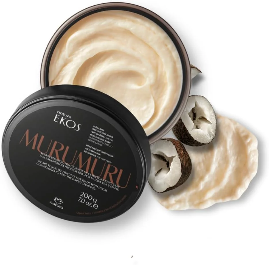 ماسک مو ترمیم کننده ناتورا Ekos Murumuru - کاهش شکستگی و بازسازی فیبر مو - ترمیم و محافظت شدید از آسیب - آبرسانی عمیق - مراقبت از مو وگان و بدون تست حیوانی - 200 گرم