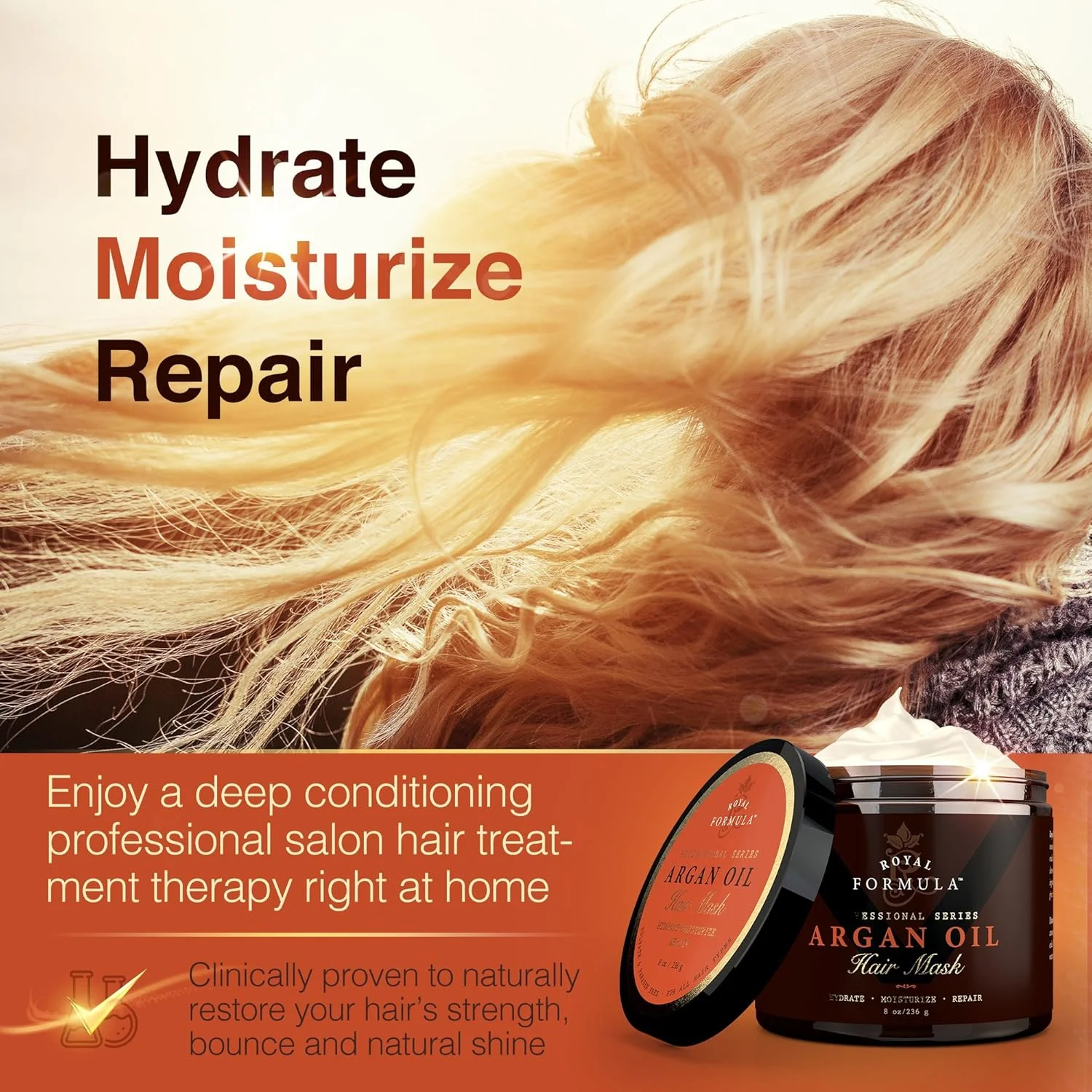 روغن آرگان و بادام طبیعی - نرم کننده عمیق، درمان آبرسانی مو - 240 میلی لیتر