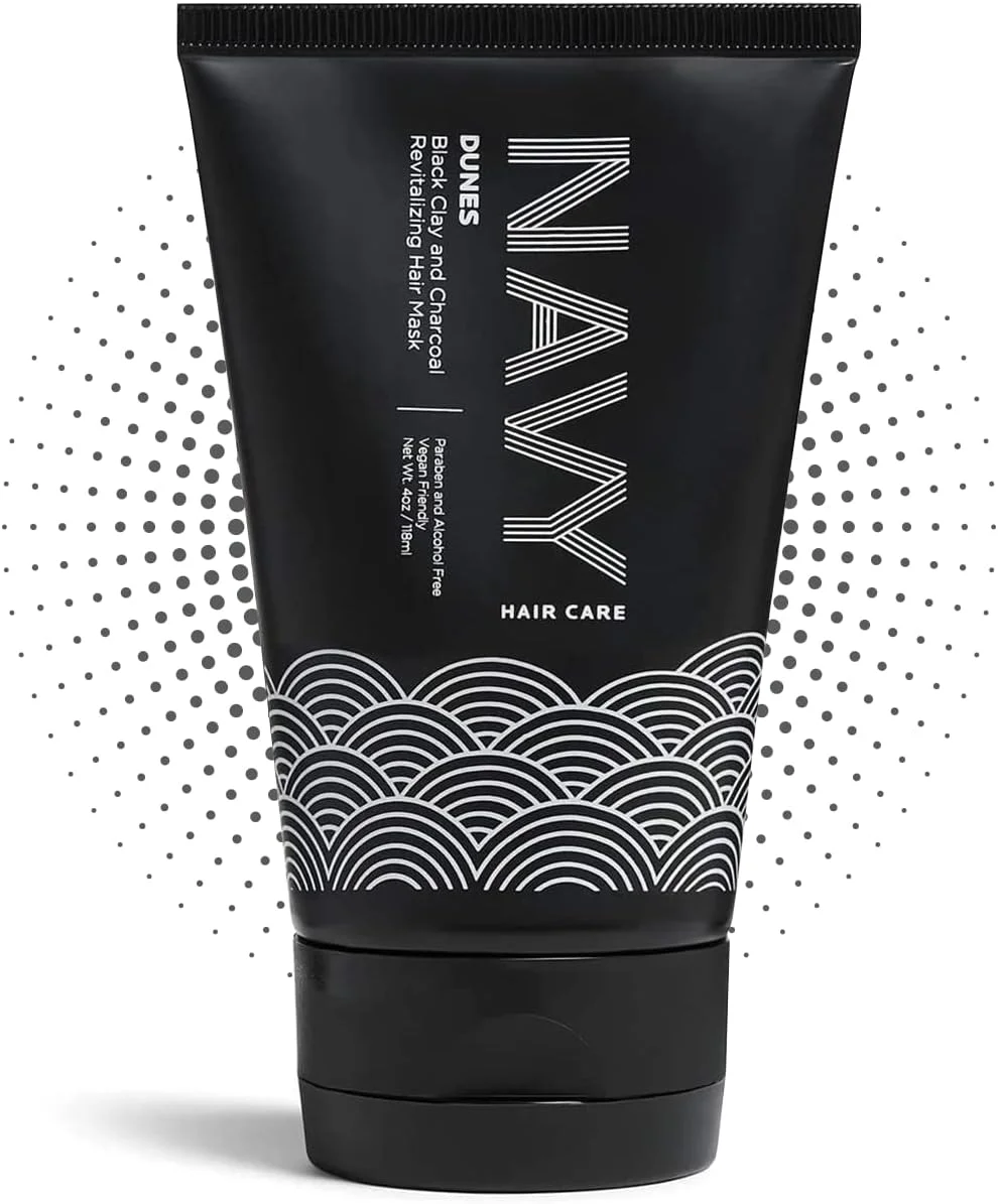 ماسک آبرسان مو نیوی هیر کر - 4 Fl oz | ماسک خاک رس برای موهای خشک و آسیب دیده | ماسک رشد و ترمیم مو | بدون پارابن و مناسب گیاهخواران | Dunes - ماسک احیا کننده خاک رس سیاه و زغال