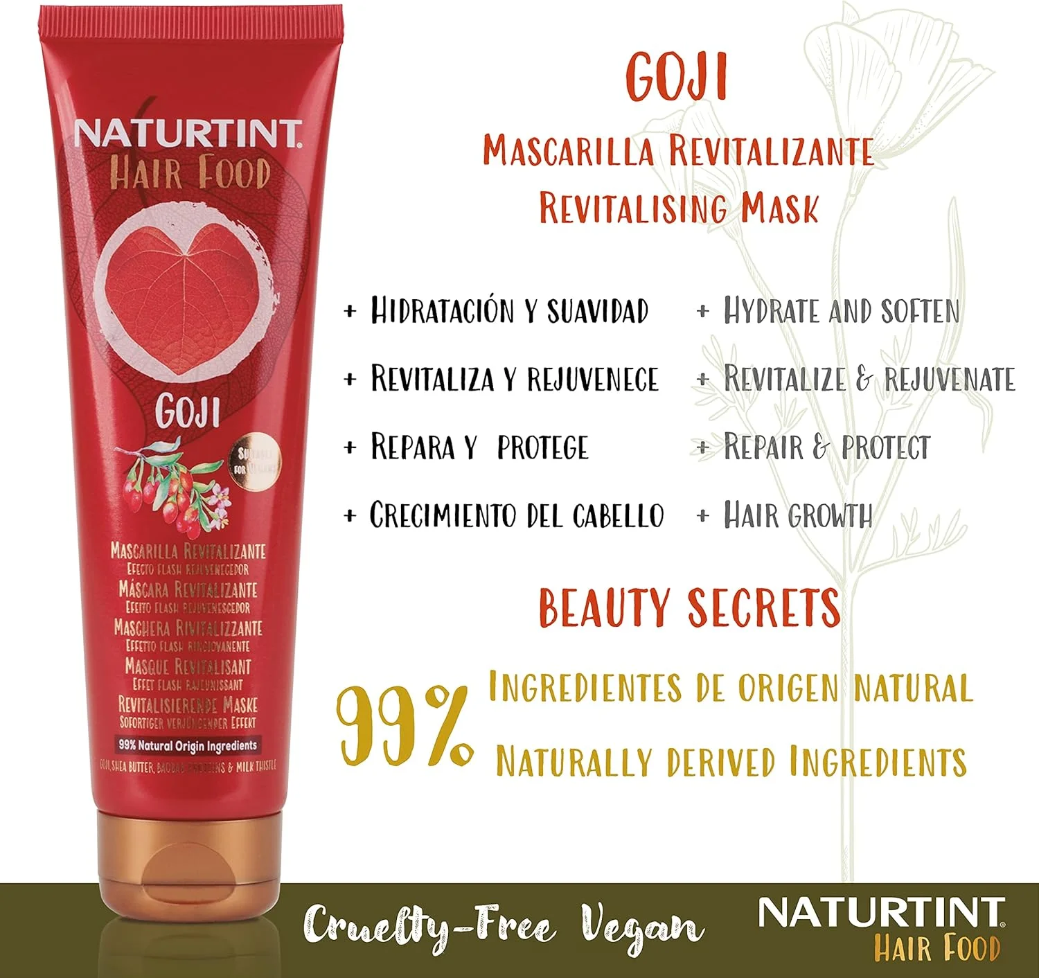 ماسک احیا کننده موی گوجی ناتورتین، 150 میلی لیتر | برای موهای خسته و کدر | برای آبرسانی و نرم کردن مو