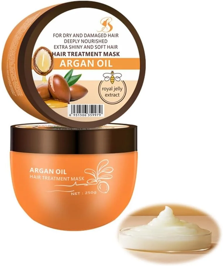 ماسک مو روغن آرگان، درمان عمیق مغذی موهای مراکشی برای موهای خشک و آسیب دیده، ضد ریزش مو و وز، تقویت کننده ریشه، بدون پارابن، برای انواع مو، 250 گرم