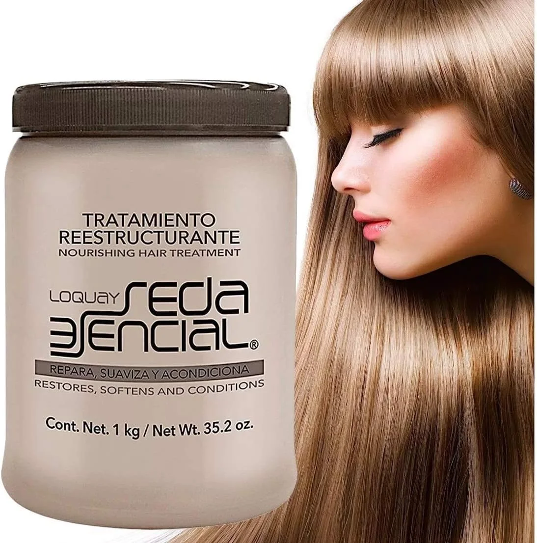 LOQUAY درمان مغذی مو / خواص پروتئین گندم، پروتئین سویا، عصاره جو دوسر / درمان بازسازی کننده (1 کیلوگرم/ 35.2 اونس)