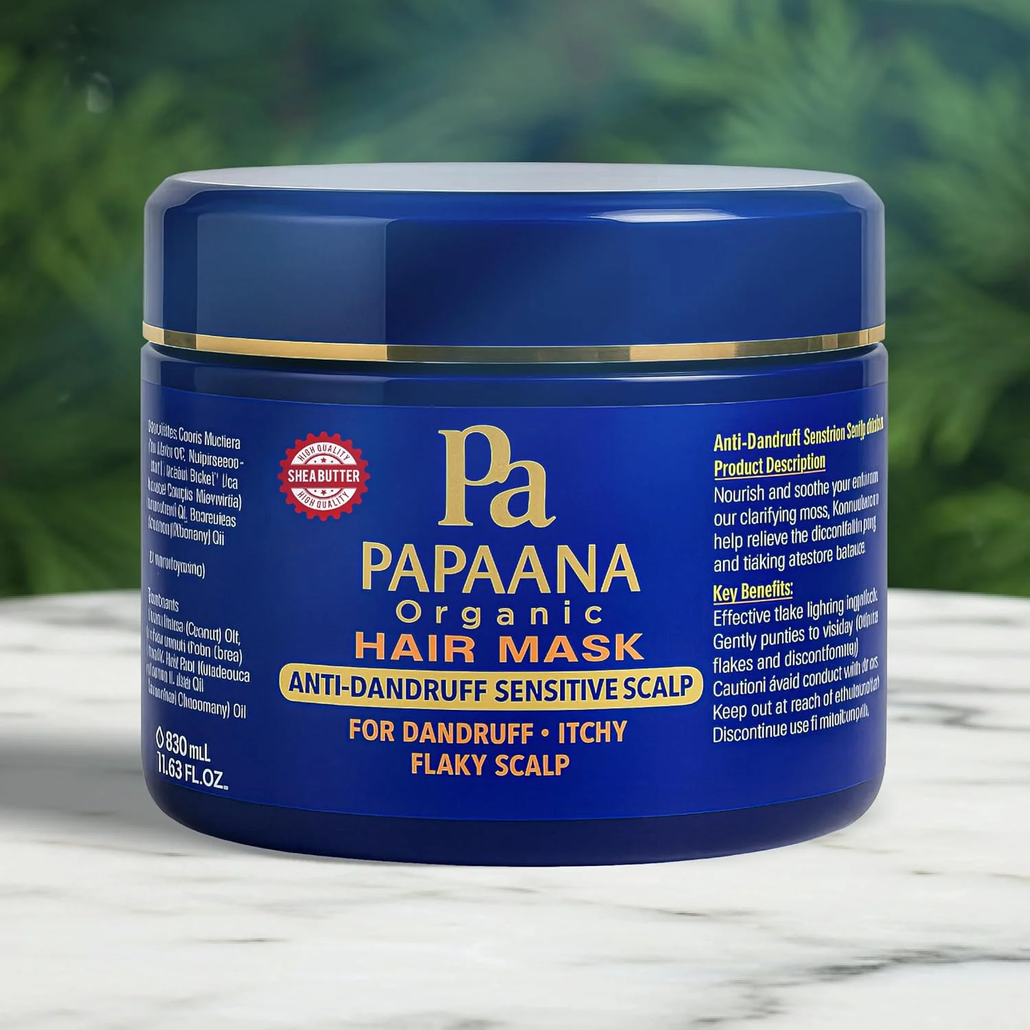 ماسک موی ارگانیک پاپائنا، درمان شوره سر و پوست سر حساس حاوی شی باتر، 350 میلی لیتر