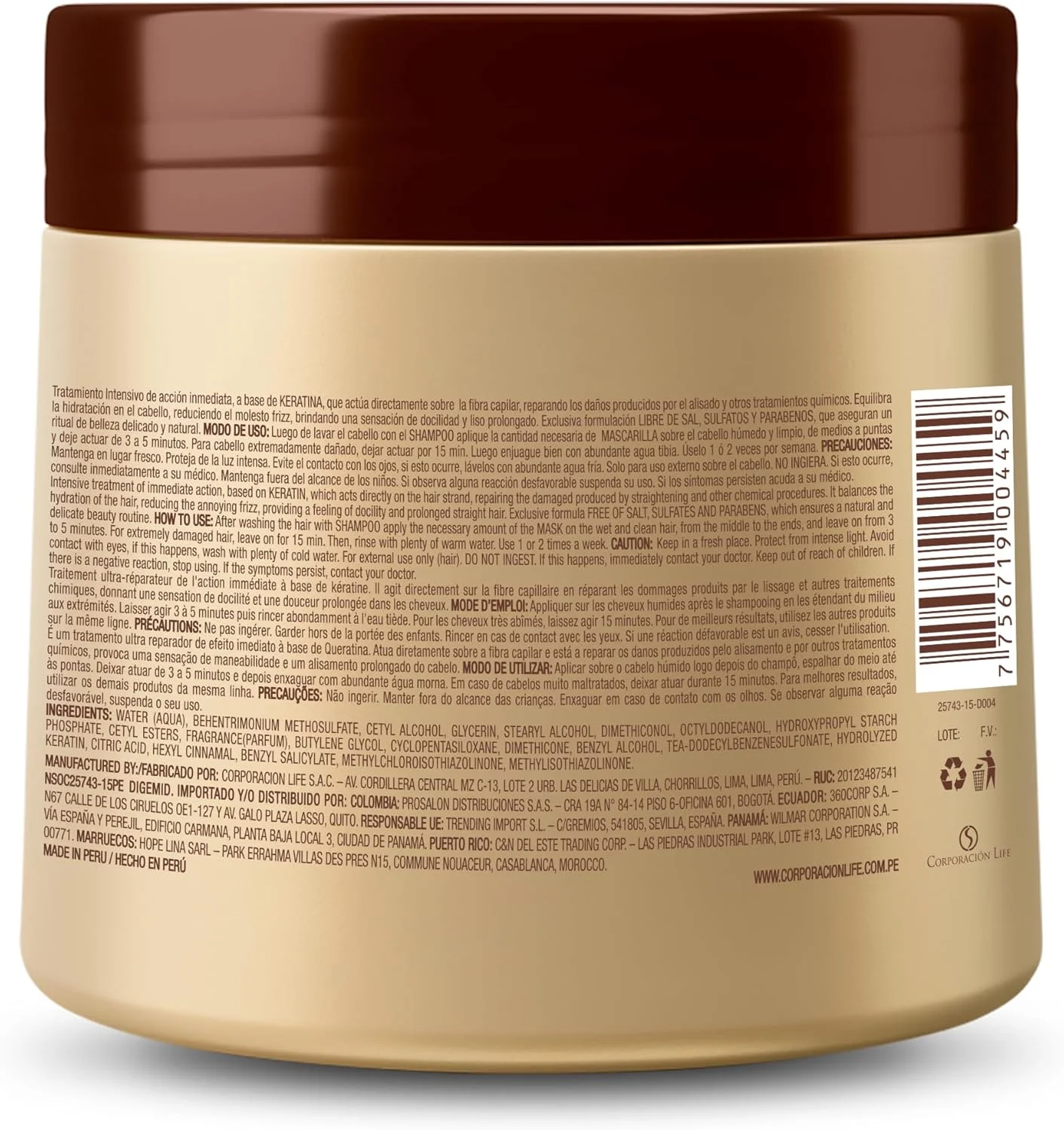 ماسک موی کراتین لیسو Be Natural PLACENTA LIFE برای موهای صاف و درخشان - 350 میلی لیتر