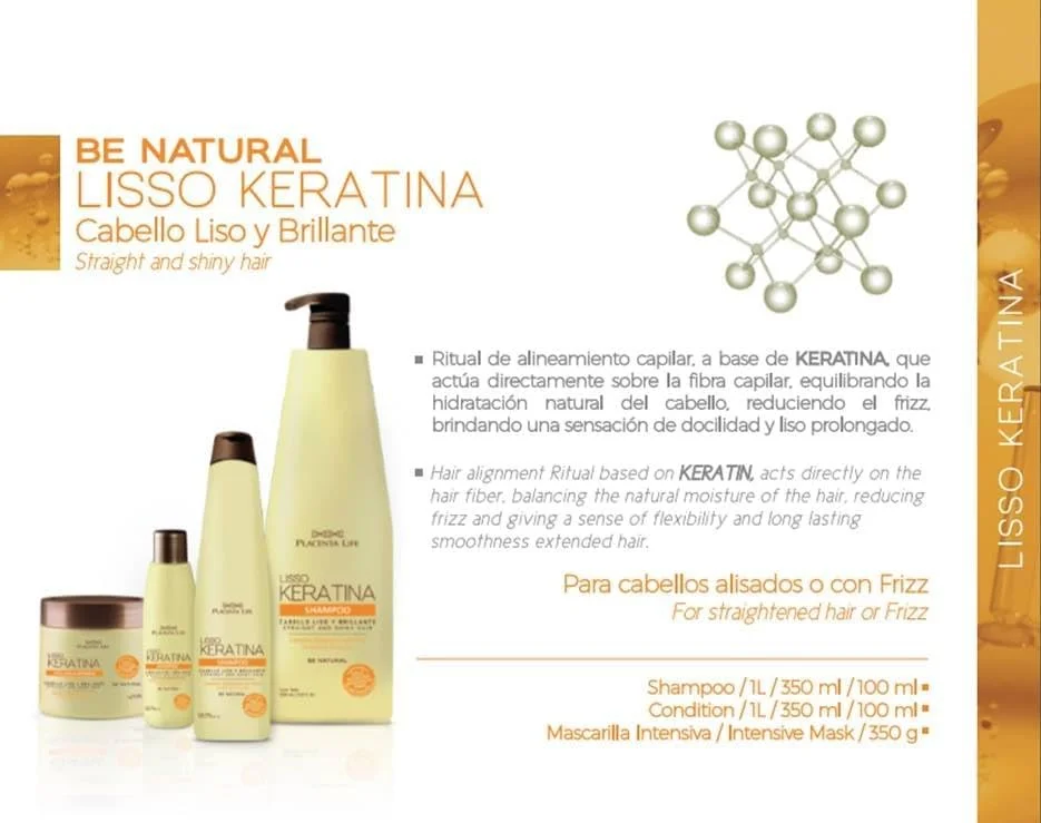 ماسک موی کراتین لیسو Be Natural PLACENTA LIFE برای موهای صاف و درخشان - 350 میلی لیتر