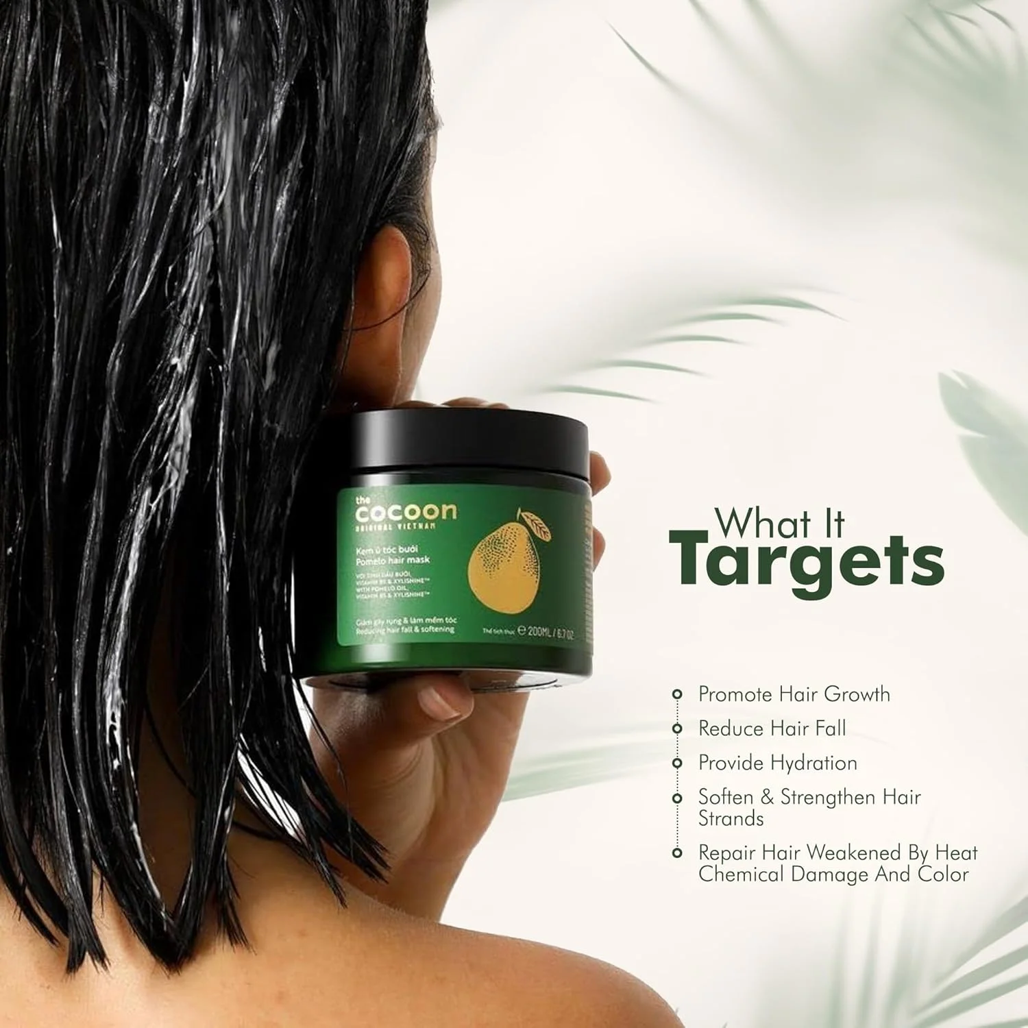 ماسک مو پوملو با روغن خالص پوملو، ویتامین B5 و Xylishine™ - ترمیم عمقی برای موهای آسیب دیده و شکننده - فاقد سولفات، وگان و فاقد پارابن، مناسب موهای خشک، آسیب دیده و رنگ شده - 200 میلی لیتر