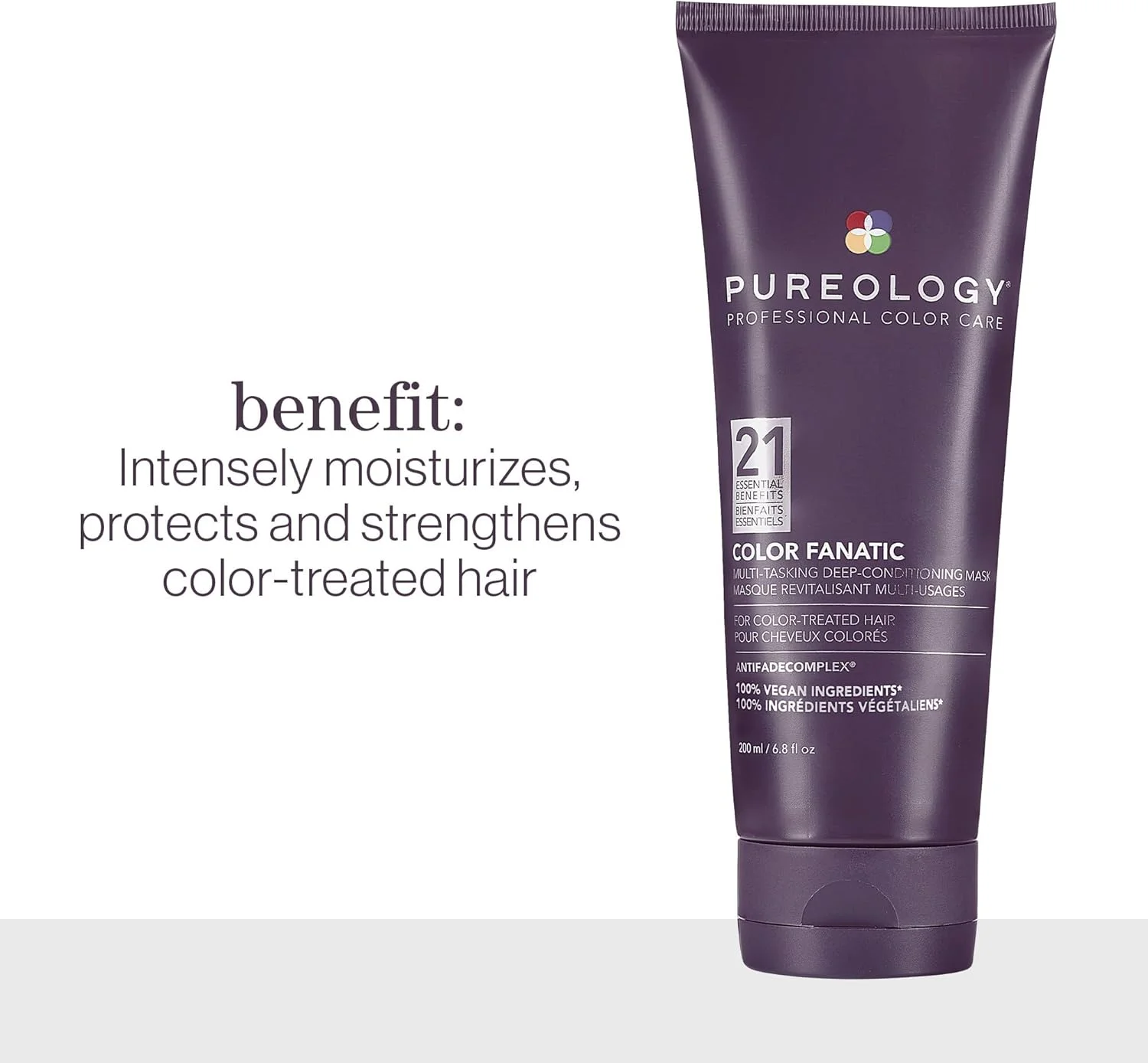 ماسک موی درمانی پیورولوژی کالر فناتیک، 21 مزیت، برای موهای رنگ شده، فرمولاسیون گیاهی، بدون سولفات برای پاکسازی ملایم، 200 میلی لیتر