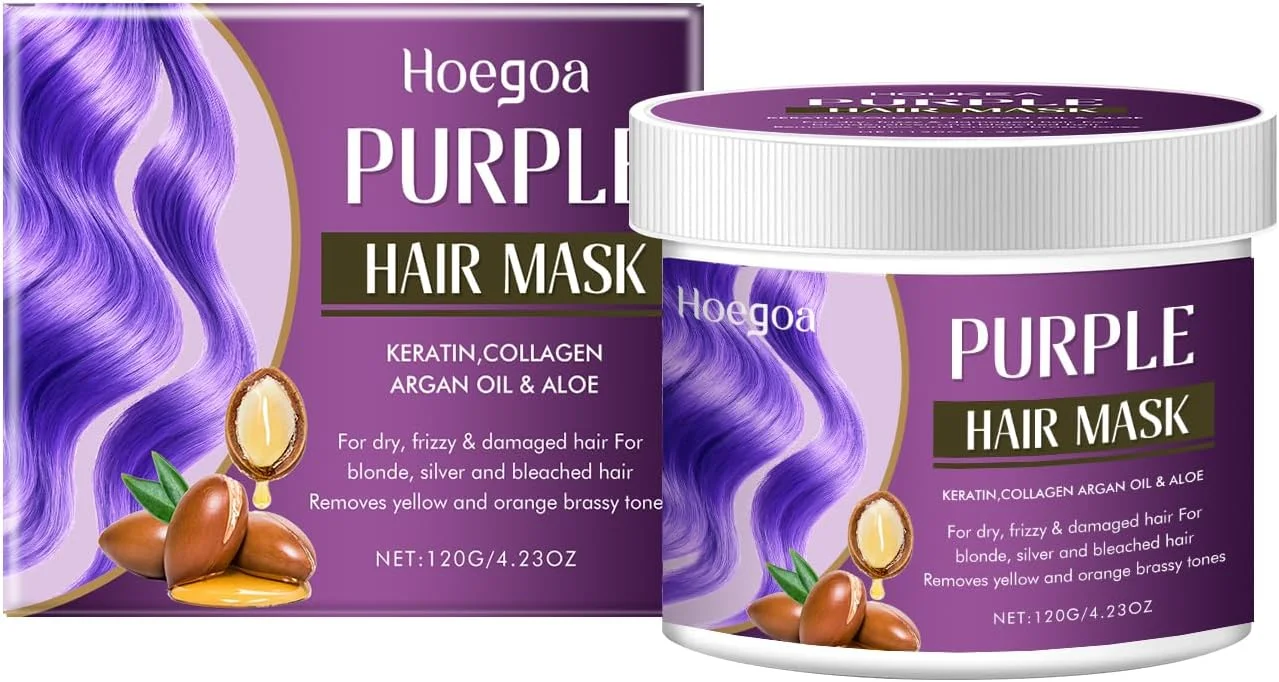 ماسک مو بنفش - کراتین، کلاژن و روغن آرگان، ترمیم کننده و آبرسان موهای خشک، وز و آسیب دیده، 120 گرم